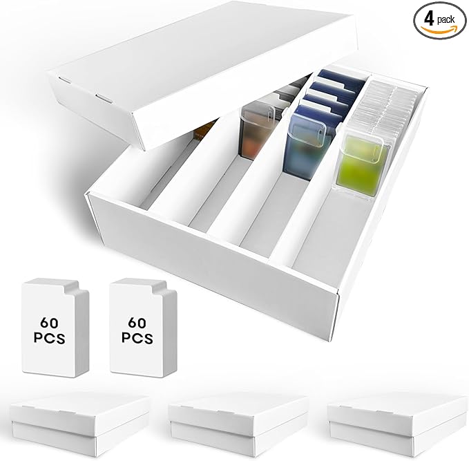 Fageverld 4-Pack Trading Card Storage Box, Top loader Storage Boxes, includes by Fageverld