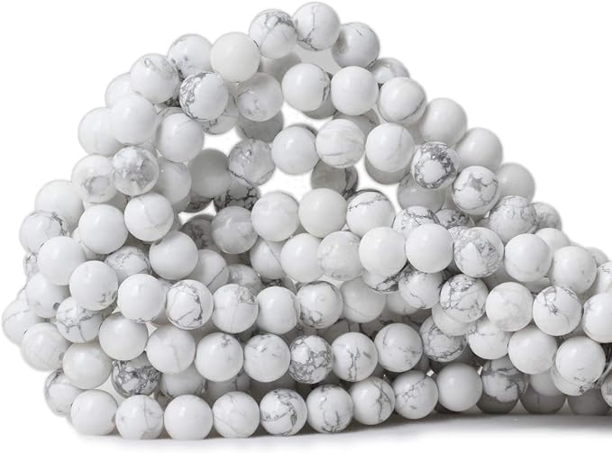 8mm 45PCS Natural White Howlite Gemstone Round Loose Stone Beads by CHEAVIAN