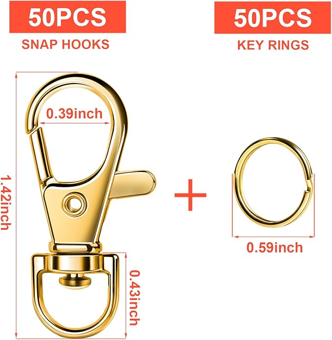 LEOBRO 100PCS Lobster Claw Clasps and Key Rings, Jewelry Making, Art Crafts - Image 2