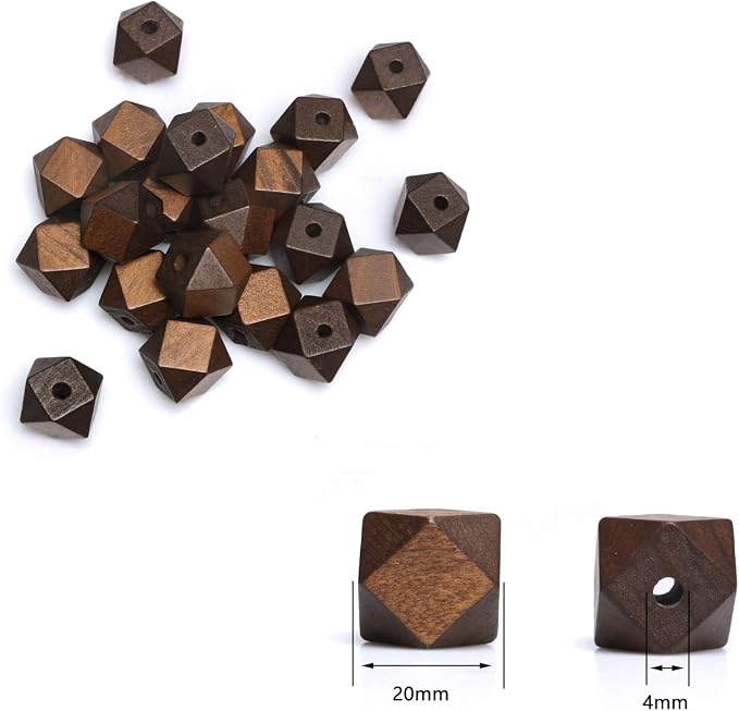 20mm Geometric Wooden Beads - Image 4