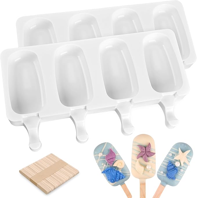 Sakolla 2 Pack 4 Cavity Popsicle Silicone Molds by Sakolla
