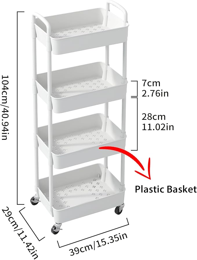 Sywhitta 4-Tier Plastic Rolling Utility Cart - Image 2