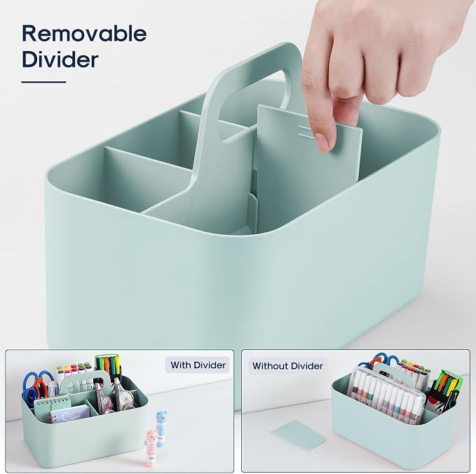 Multiuse Caddy Organizer with Handle, Portable Divided Plastic Tote Bin - Image 6