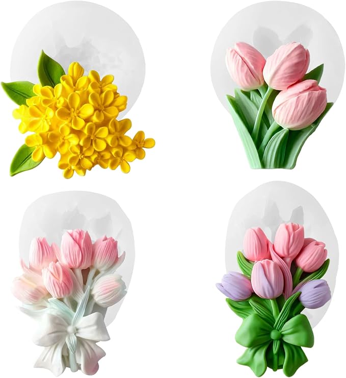 4PCS 3D Flower Bouquet Silicone Molds by JDHSilicone