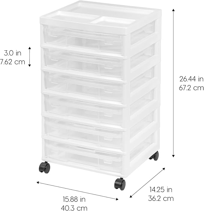 IRIS USA Fits 12" x 12" Paper, 6-Tier Scrapbook Rolling Storage Cart - Image 4