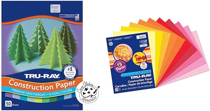 Tru-Ray Heavyweight Construction Paper, Cool Assorted Colors, 50 Sheets & by Tru-Ray%C2%AE