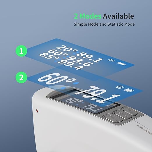 GOYOJO Three Angles Gloss Meter 20º 60º 85º Precision Glossmeters with Calibration Board, for Measure Stone, Paint, Ink, Marble, Floors, USB Interface Storage High End QC Software 5000 Data 0-200Gu