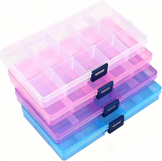 IOOLEEM 15 Grids Plastic Bead Organizer Box, Adjustable Dividers by IOOLEEM