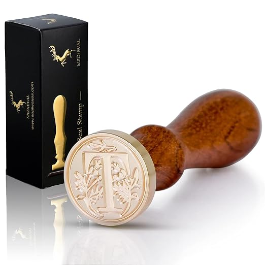Medieval Initial Alphabet Sealing Wax Stamps, Brass Head Wooden Handle - Image 6