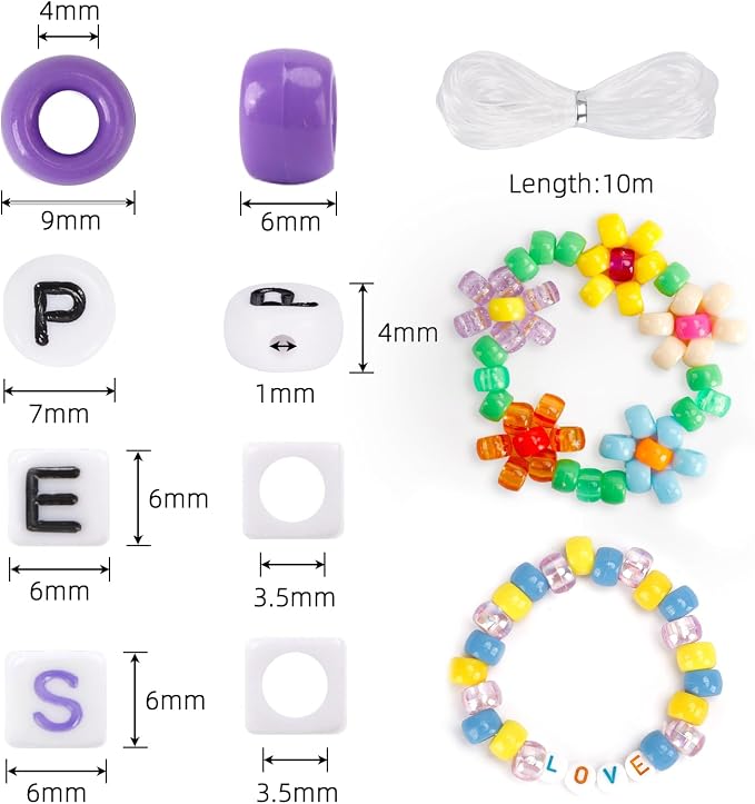 Quefe 48 Colors Bracelet Making Kit Pony Beads 4000pcs Kandi Beads - Image 2