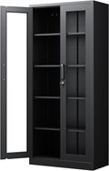 PEUKC Display Cabinet with Glass Doors, 71 Inches Metal Display Case with 4 by SleekSteelDesksShelvesbyPEUKC%E2%80%93WorkLiveOrganize