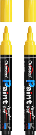 Overseas 2 Pack Yellow Acrylic Paint Pens Permanent Markers, Medium Tip | by Overseas