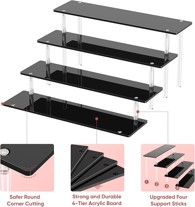 4 Tier Acrylic Display Risers, Cupcake Stand | Large Dessert Display - Image 3