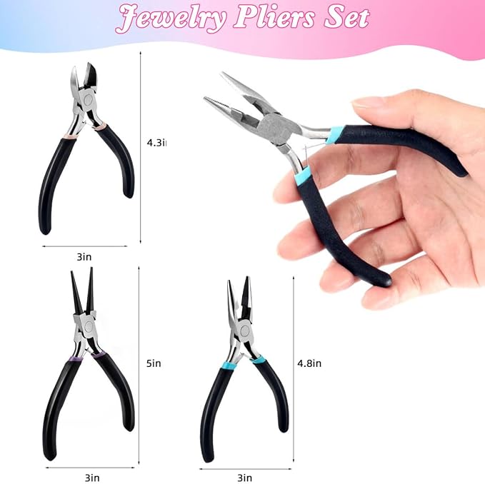 URSKYTOUS 3Pcs Jewelry Pliers Set Jewelry Making Pliers Tools Kit Include - Image 4