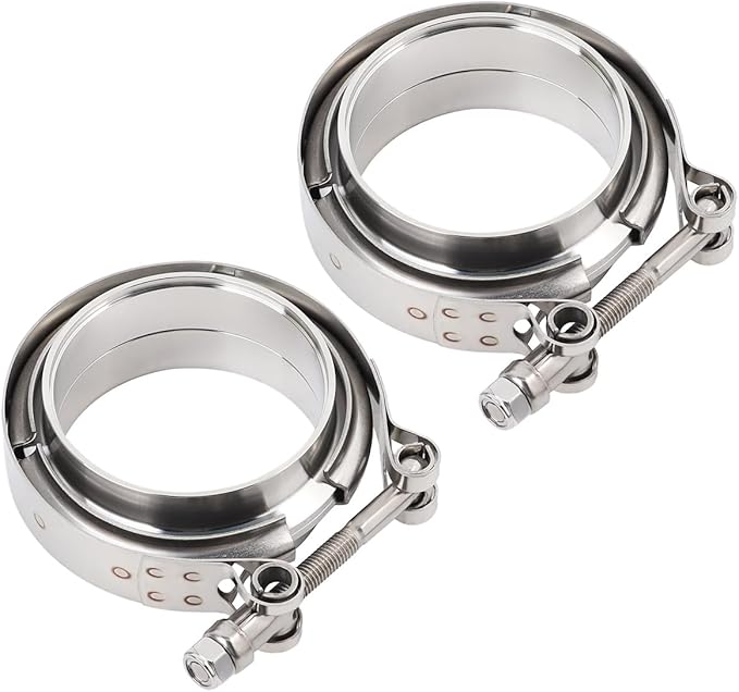 LokoCar 4.0 Inch V Band Clamp with Flange Male Female Stainless Steel 2Pcs