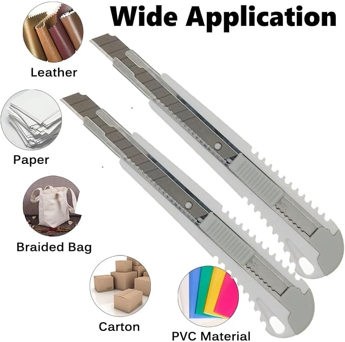 9mm Snap Off Utility Knife 3 Pack High Hardness Retractable Box Cutters - Image 2