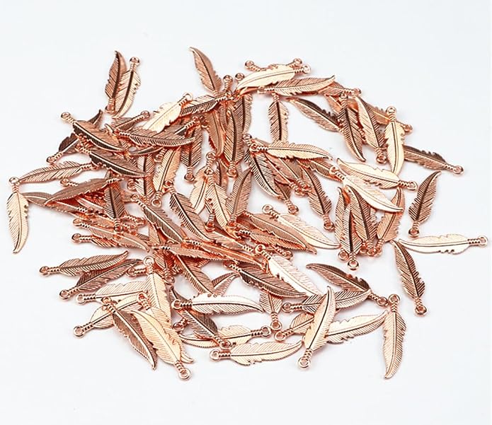 ALIMITOPIA 100pcs Alloy Feather Charms Pendants Easter Angel Wing Feather - Image 4