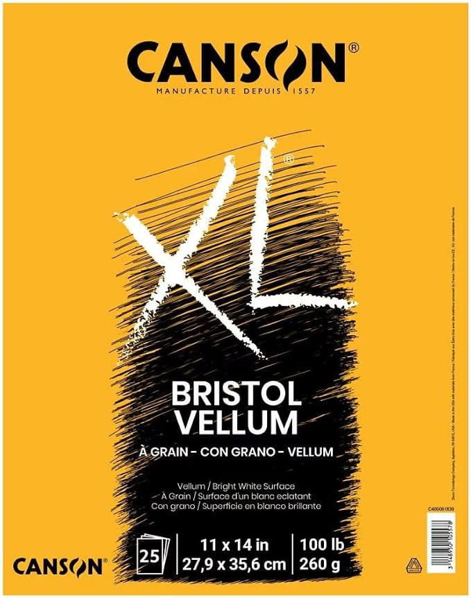 Canson XL Series 100 lb. Vellum Bristol Pad, 25 Sheets/Pad, Case of 6 Pads - Image 2