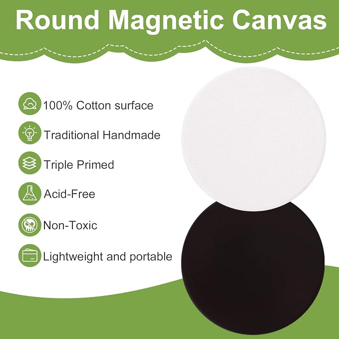 72Pack 2.5x2.5IN Round Mini Canvas Magnets, Small Magnetic Paint Canvas | - Image 5