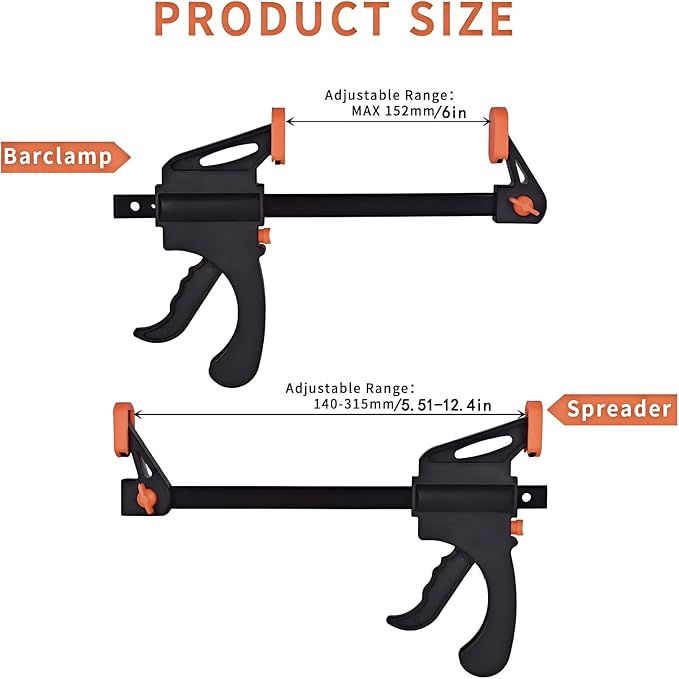 6 Inch Bar Clamps for Woodworking, Mini Clamps for Wood Gluing - Image 2