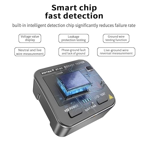 Socket Tester, Plug Tester for Electrical outlets,ZT-E4, Leakage Detector with GFCI Test, Electrical Circuit Tester for Quick and Safe Wiring Diagnosis