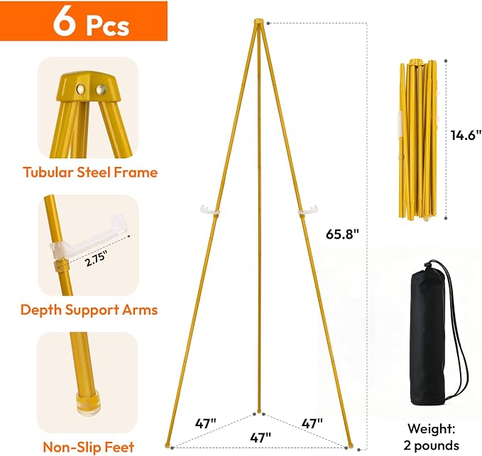 JEAWIWI 6PCS Golden Easel Stand - Image 2
