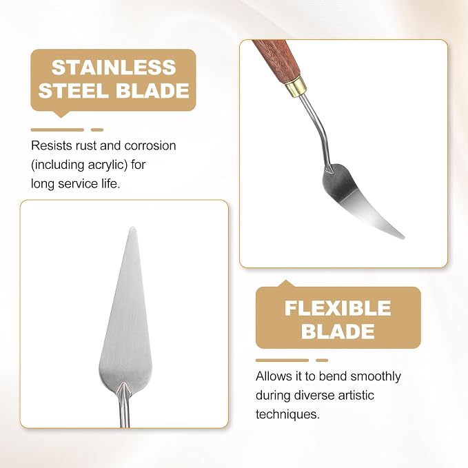 HARFINGTON Palette Knife Painting Tool 2.36" x 0.98" Stainless Steel Teardrop - Image 4