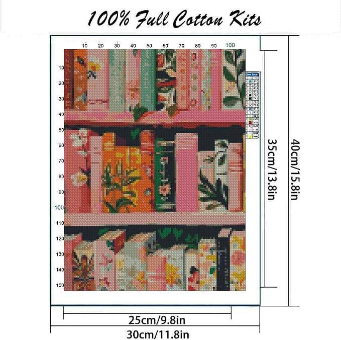 Bookshelf Cross Stitch Kits, Embroidery Starter Kit - Image 2