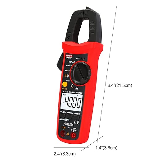 UNI-T Digital Clamp Meter UT203R AC Current True RMS Volt Amp Ohm Meter HVAC Clamp On Multimeter, Auto Ranging 4,000 Counts NCV AC DC Voltage Frequency Resistance Capacitance Continuity Diode Tester