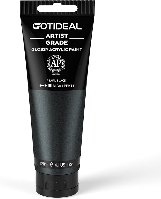 GOTIDEAL Metallic Acrylic Paint Pearl Black Tubes Non Toxic Non Fading by GOTIDEAL