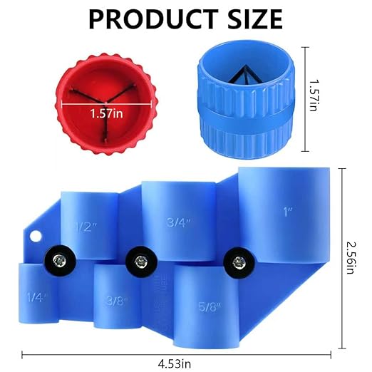 Pipe Deburring Tool Kit, 1/4" to 1" Depth Gauge, 1/8'' to 1-5/8'' Inner Outer Reamer Pipe Tubing Chamfer Tool for PVC, PPR, Brass, CPVC, PE-RT, Aluminum