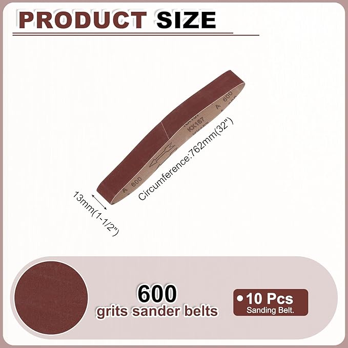 HARFINGTON 1-1/2 x 30 Inch Sanding Belts, 10 Pcs 600 Grits Aluminum Oxide Abrasive Belt Sander File Belt for Woodworking, Metal Polishing, Knife Sharpener