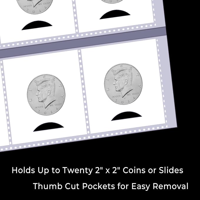 50-Sheets 20-Pocket Thumb-Cut Coin Pages - Image 5