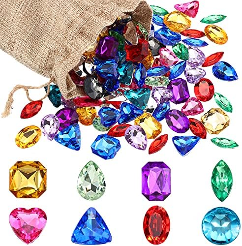 100 Pieces Toy Gems Pirate Treasure Jewels Fake Acrylic Gems Multicolor Bling by Hicarer