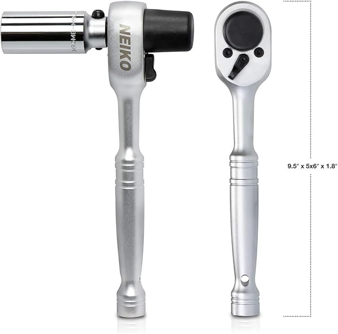 Neiko 03029A 1/2" Scaffold Ratchet Wrench | 9.5” Length | 36 Tooth Hammer Tip Head | Includes 7/8” 6 Point Deep Socket | Cr-V Steel …