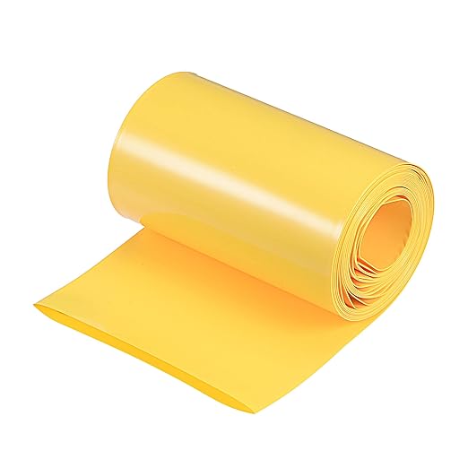 MECCANIXITY Battery Wrap PVC Heat Shrink Tubing 55mm Dia 85mm Flat 10 Feet(3meters) Yellow Good Insulation for Battery Pack