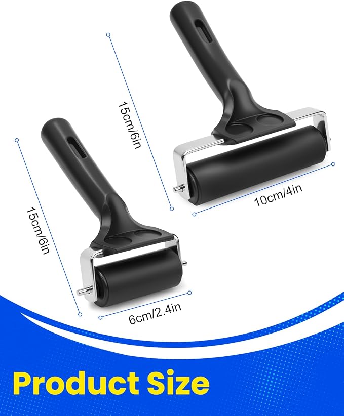 UCEC 2 Pack Brayer Roller for Printmaking, Rubber Roller for Ink 2.4&4 Inch | - Image 2