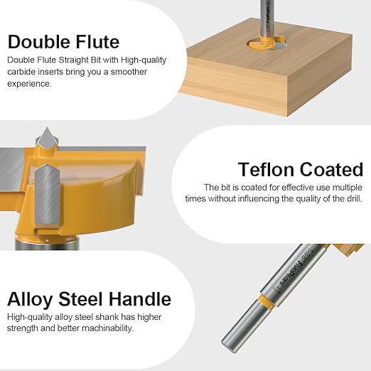 FivePears Forstner Drill Bit 3/8 inch Shank, 1-3/8 inch Cutting Diameter, Carbide Tipped Wood Hole Saw Auger Opener, Hole Opener Hinge Hole Cutter for Woodworking, Plastic, Plywood Products