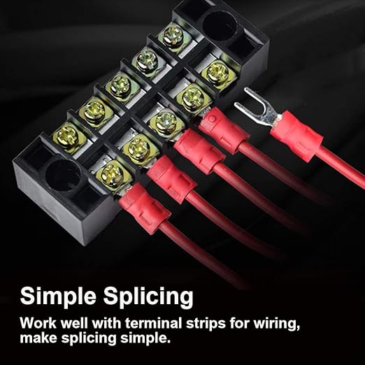 100pcs Insulated Fork Spade Wire Connectors, U Type Electrical Crimp Terminals for 22-16AWG Cable by MILAPEAK (Red)