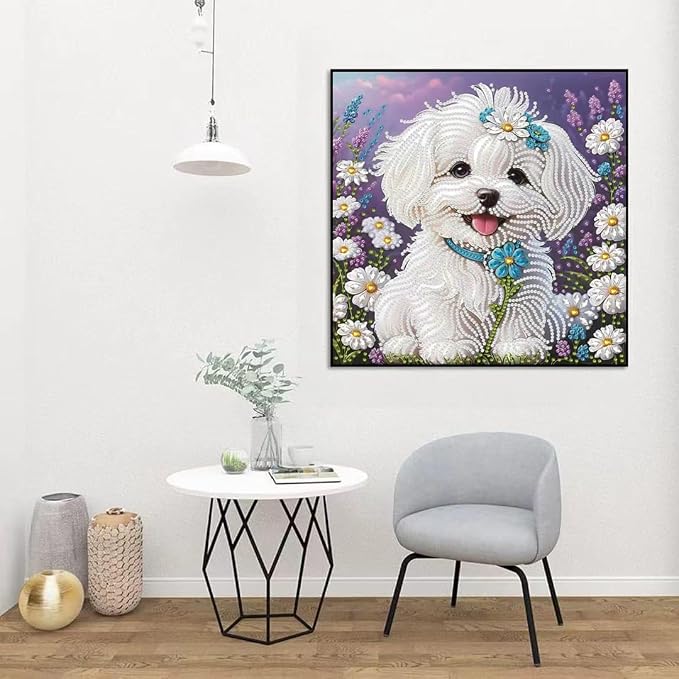 Diamond Painting Kits For Adults, Dog Special Shape Diamond Art Kit, 12X12in | - Image 5