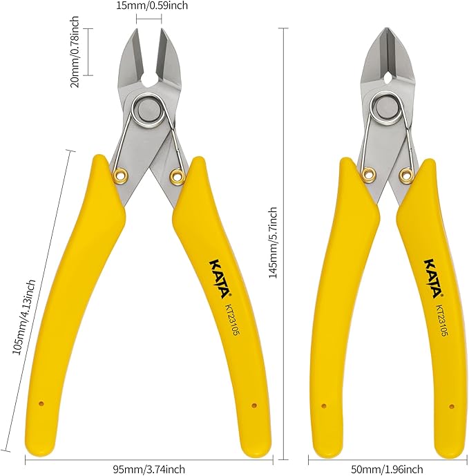KATA 2Pack Micro Wire Cutters For Electronics Flush cutters, 6 Inch Precision Micro Cutters for Cut Precision Electronics, Jewelry, Soft Copper Wire, Cables