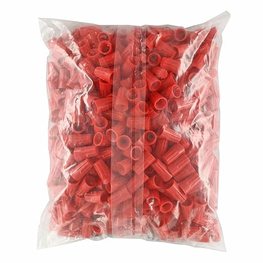 UL Listed Red Electrical Wire End Connectors Ribbed Caps Bulk 500 Pack Large Twist-on Wire Connectors Nuts 22-8 AWG,P6 Type Screw Terminals