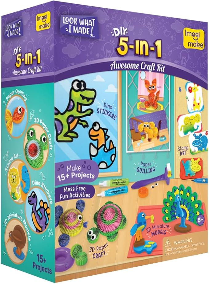 Imagimake 5-in-1 Awesome Craft Kit | Includes 15+ Projects | Crafts by Imagimake