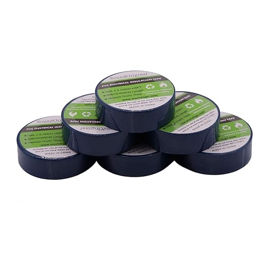 Electrical Tape Blue 6 Pack 3/4-Inch by 30 Feet, Voltage Level 600V Dustproof, Adhesive for General Home Vehicle Auto Car Power Circuit Wiring Blue