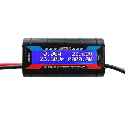 150A High Precision RC Watt Meter Power Analyzer Voltage Amp Meter, Wattmeter Tester Amp Meter Monitor with Real-time Reading Backlight Digital LCD Screen for Battery, Solar, Wind Power