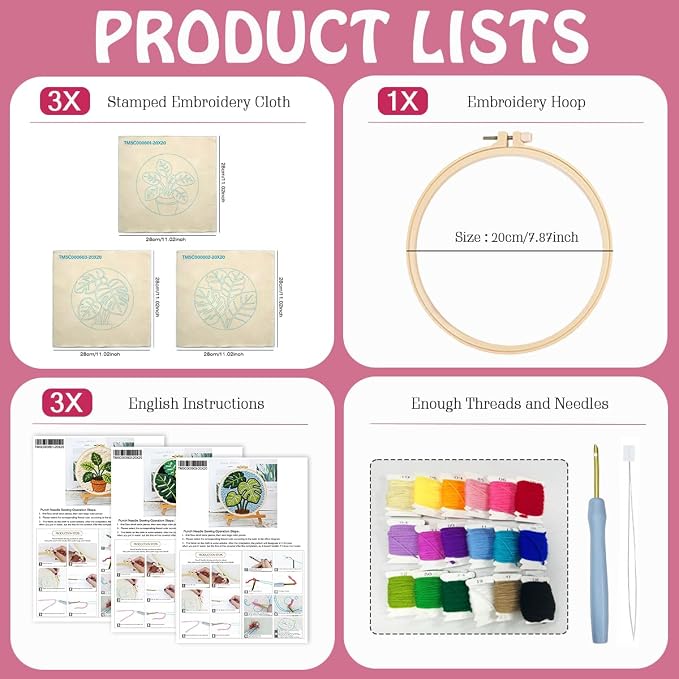 JOZYSH Green Plants of Various Shapes Punch Needle Kits - Image 3