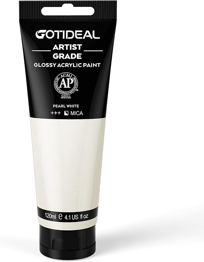 GOTIDEAL Metallic Acrylic Paint Pearl White Tubes Non Toxic Non Fading by GOTIDEAL