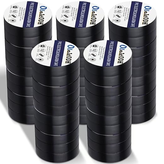 100 Rolls Black Electrical Tape Bulk 3/4 Inch x 66ft, Waterproof Vinyl Electric Tape High Temp Insulation Tape for Electrical Protection Home Outdoor Electric Insulating Wire Wrapping