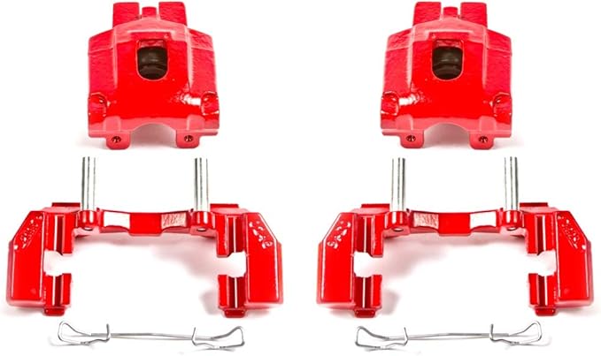 Power Stop Rear S4818 Pair of High-Temp Red Powder Coated Calipers For Jeep Grand Cherokee 1999-2004 [Model Specific]