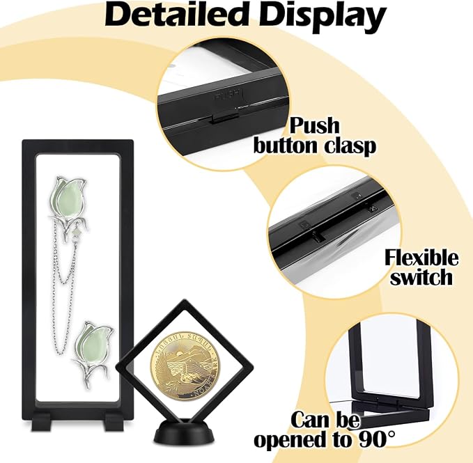 6 Pcs 3D Floating Display Case, Challenge Coins Display Holder Frame - Image 2